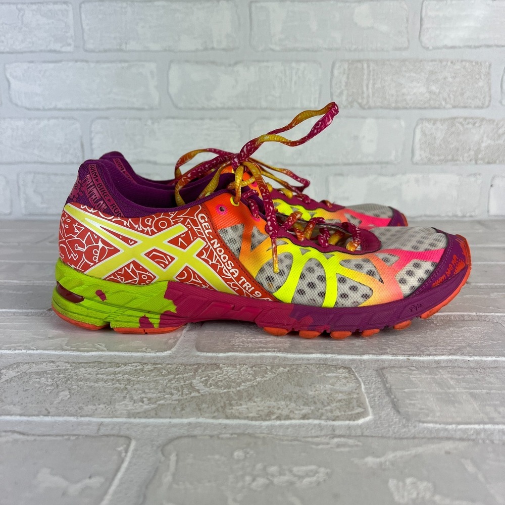 ASICS GEL Noosa Tri 9 Womens 9.5 Running Shoes Neon Multicolor‎ Triathlon T458N
